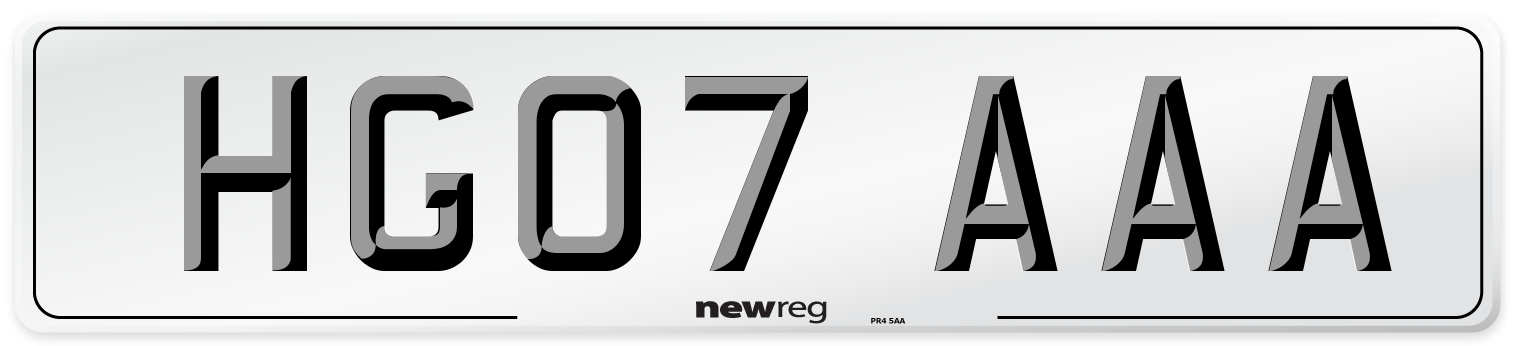 HG07 AAA Number Plate from New Reg